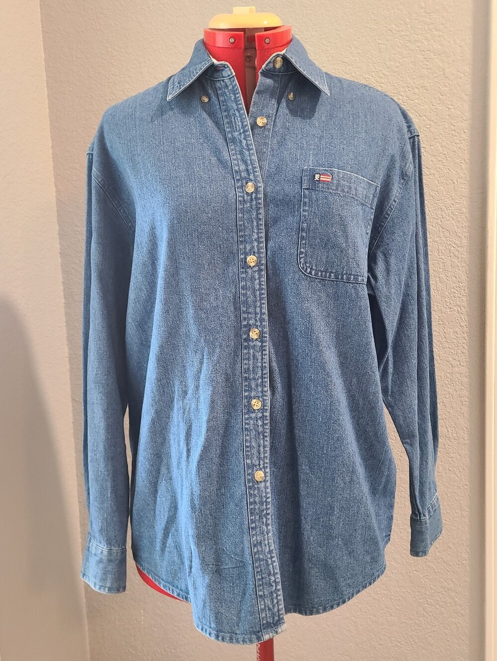 Twenty X 20 Wrangler Medium Denim Button Down Shirt Size M